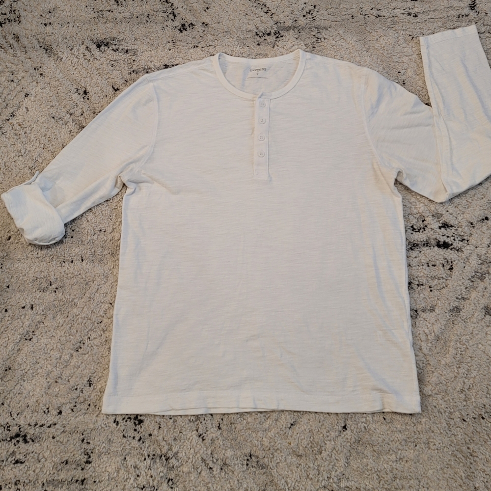 🆕️2 for 20🆕️Expess Mens Lightweight Cotton Henley Fitted Shirt Roll Up Sleeves